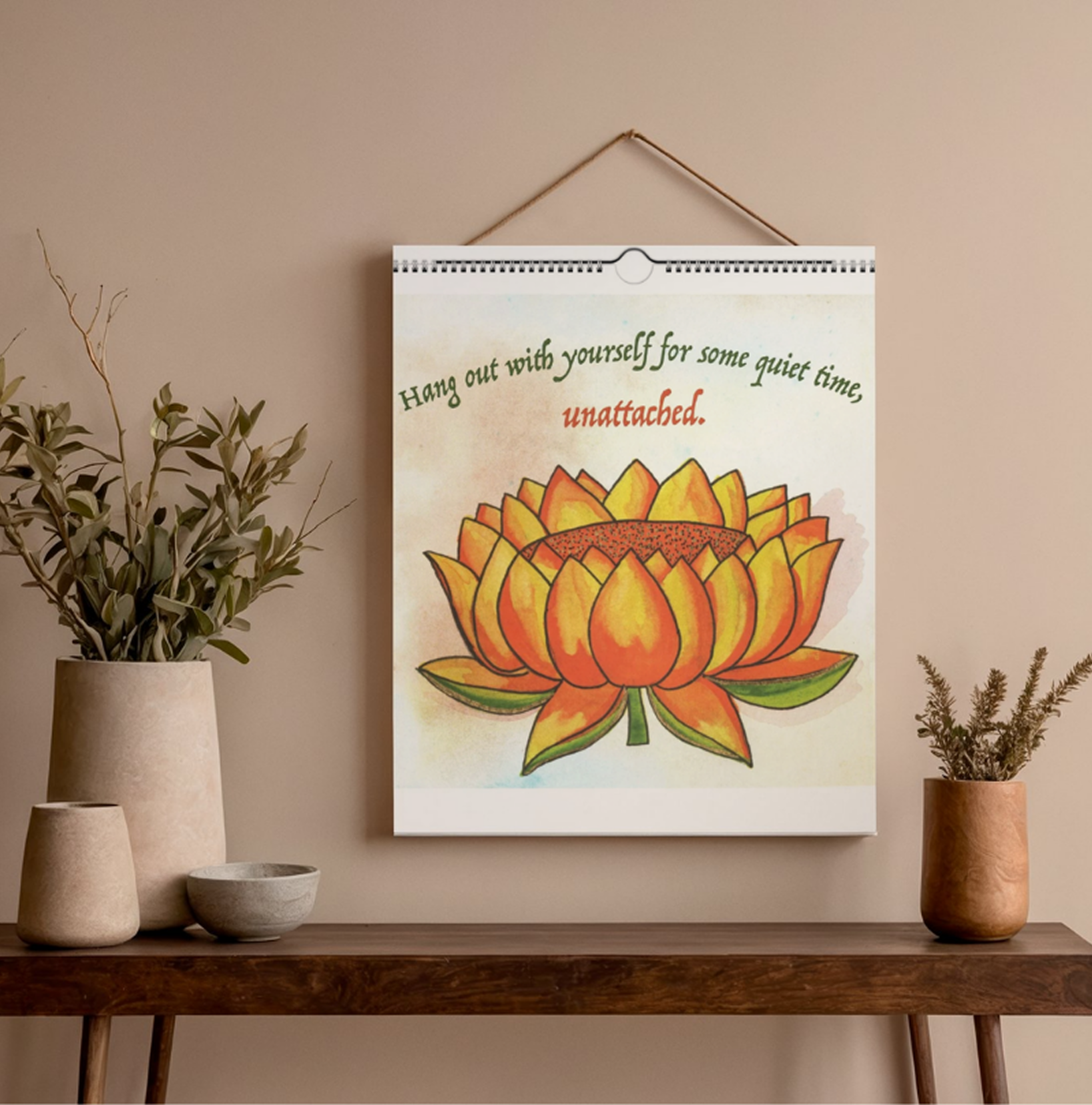 Hang out with yourself lotus calendar artwork